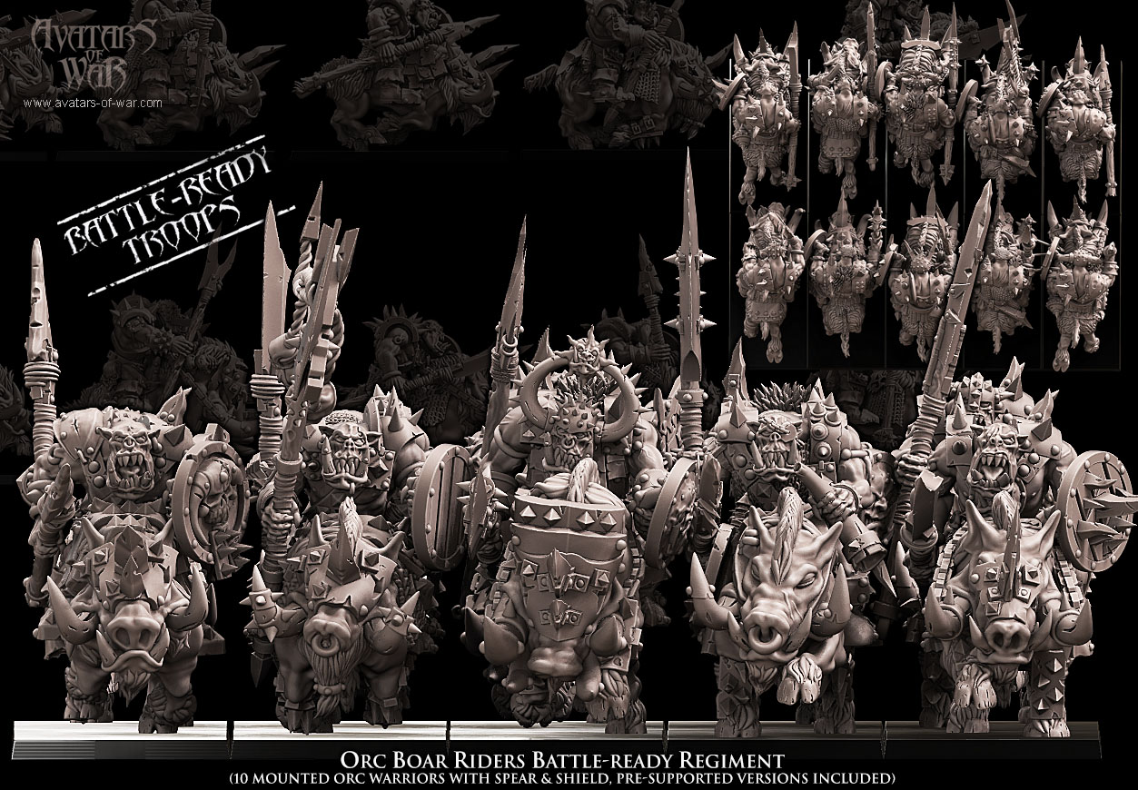Avatars of War - Battle-Ready Orc Boar Riders Regiment - March 2024