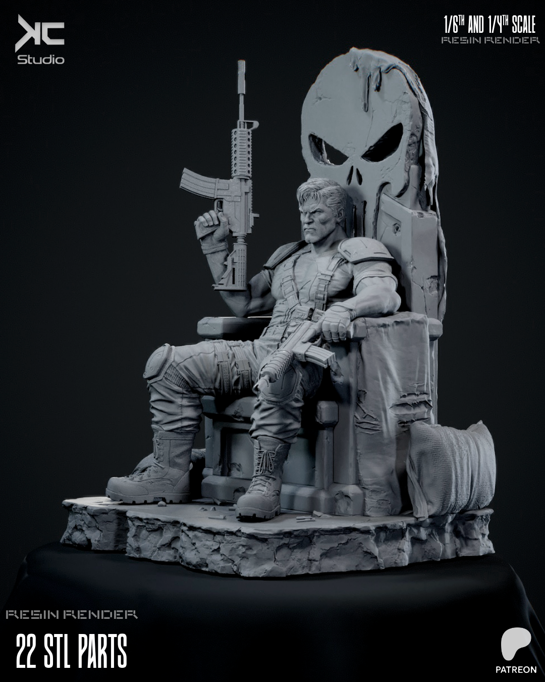 Kc Ru Punisher Throne Skull STL 450мм — 1/4 1/6 Pre-Supported — KC Studio ...